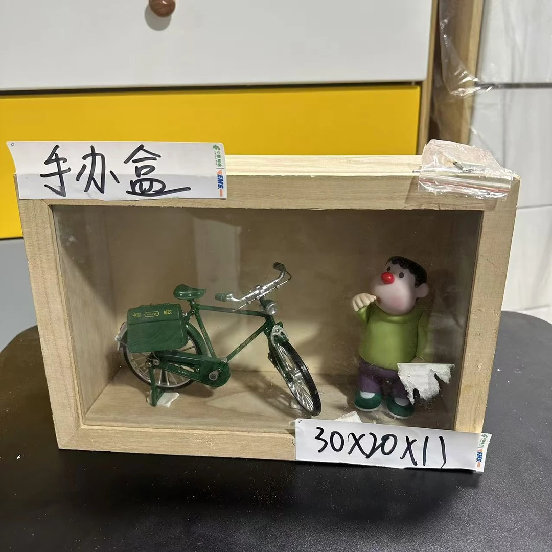 366玻璃透明盖实木桐木手办盒储物盒收纳盒拍一发二