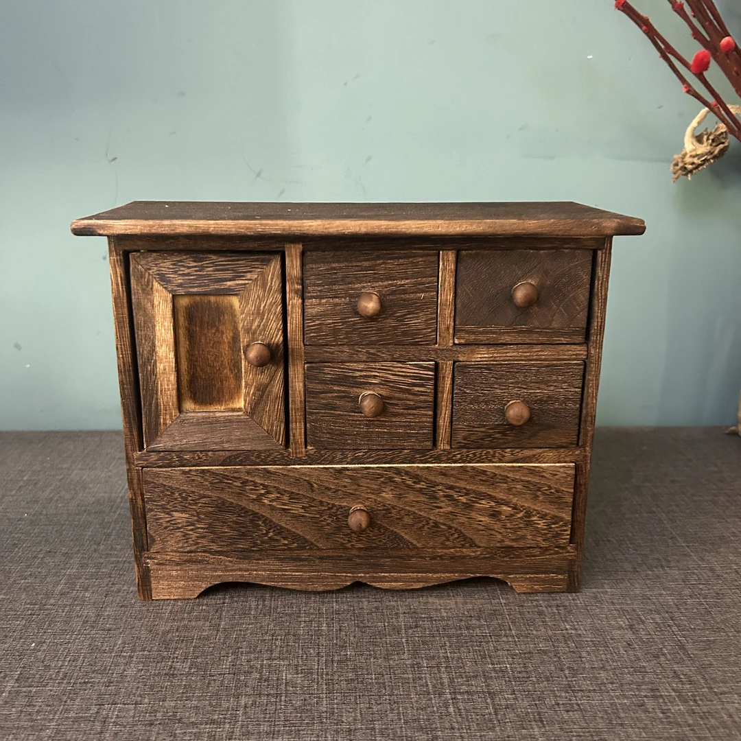 K015重烧色一门五抽 梧桐木抽屉收纳柜 微瑕疵不支持退换