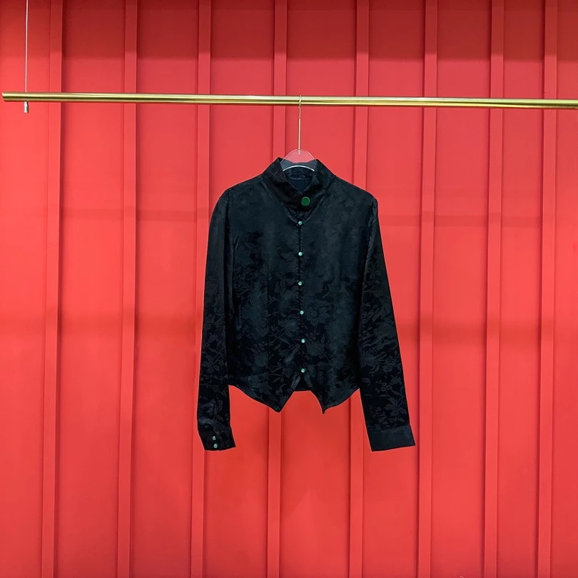 新中式国风立领玉石喜字盘扣衬衫