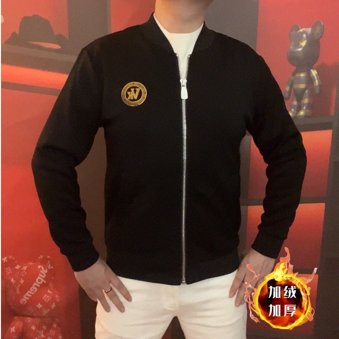 yjfs欧品【顺丰包邮】秋冬季加绒加厚男士棒球领外套休闲百搭H33855