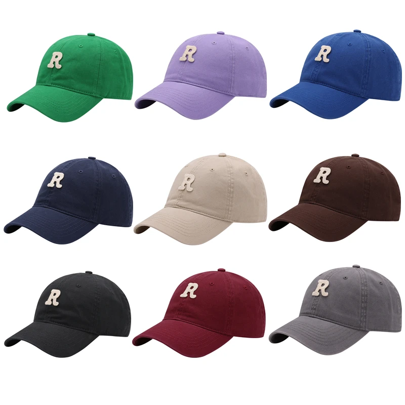 帽子韩版r字母潮流ins棒球帽女显脸小鸭舌帽男时尚百搭情侣春夏