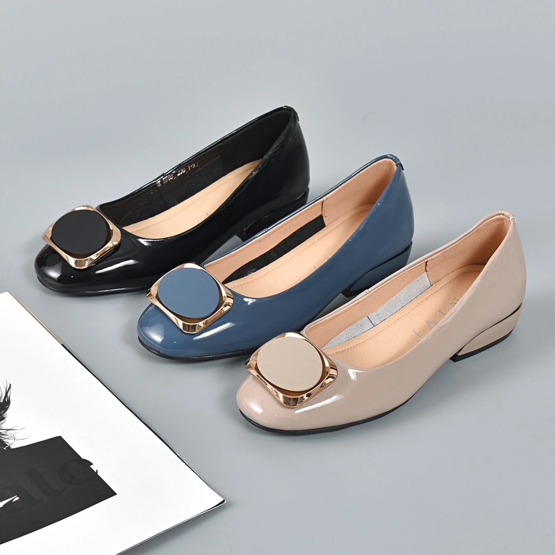 运费险＋头层牛皮女单鞋女式低跟真皮浅口软皮软底女鞋时尚百搭