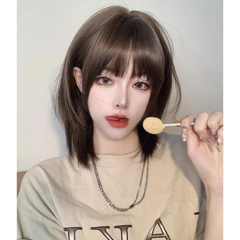 假发女短发全头套女新款波波头仿真人发锁骨发短发轻薄自然假发套