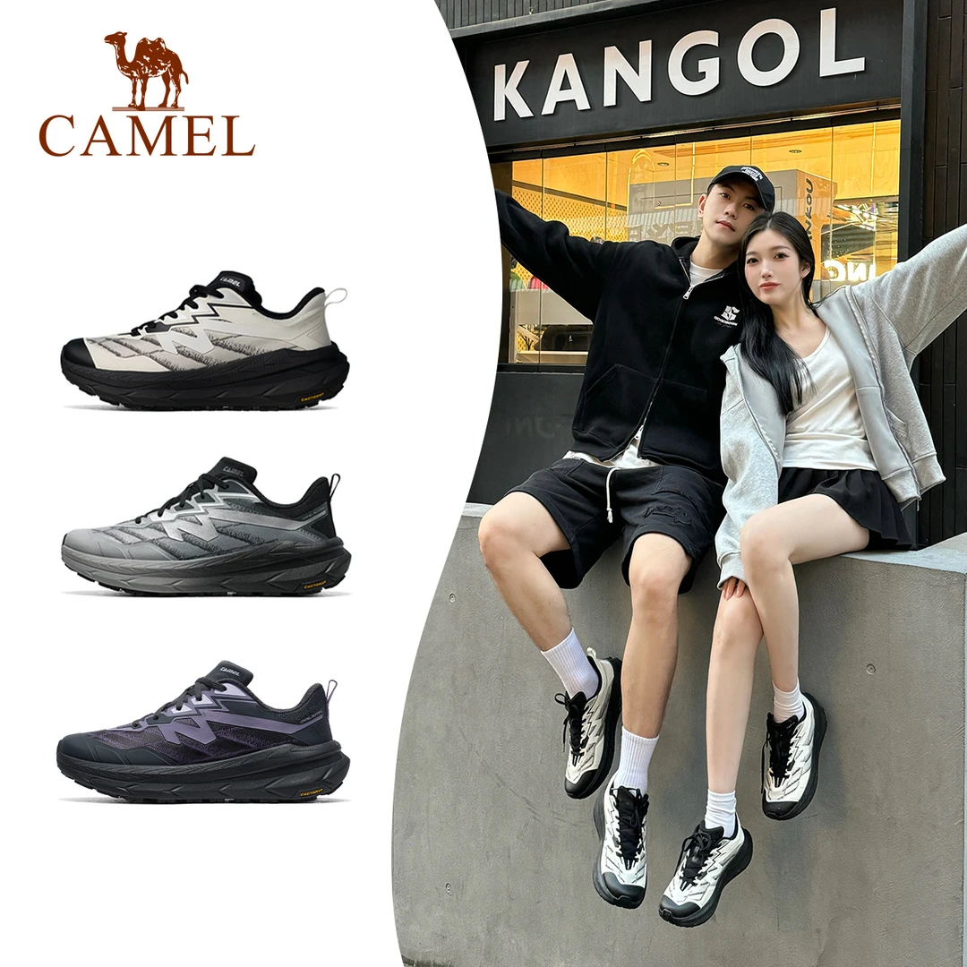 【风速】骆驼运动鞋2025秋季新款男女厚底减震防泼水跑鞋流光风