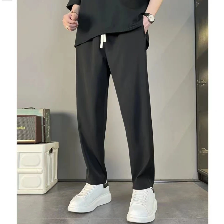 秋季新款透气休闲裤男士丝滑垂顺抗皱垂坠宽松直筒百搭春秋休闲裤