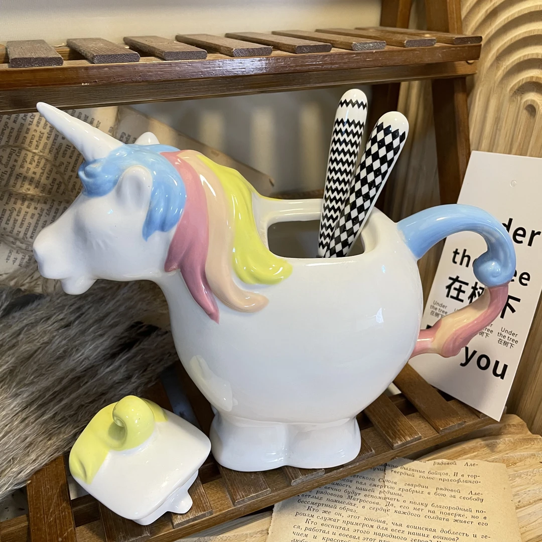 A192 阳光彩虹小白马陶瓷罐 微瑕 满19包邮发!