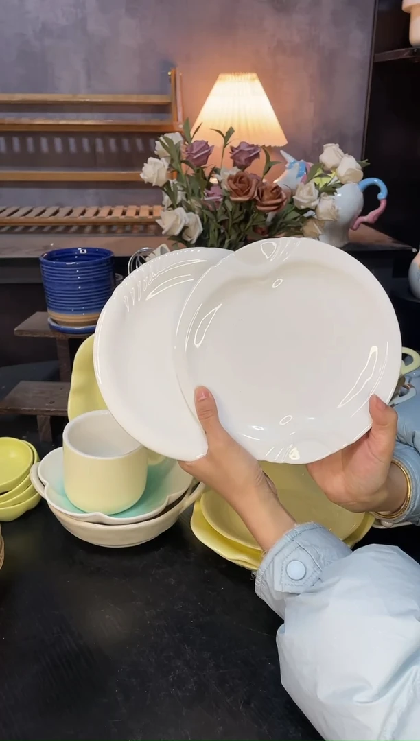 【闪购商品】陶瓷盘白瓷2件套微瑕（不带刀叉勺）