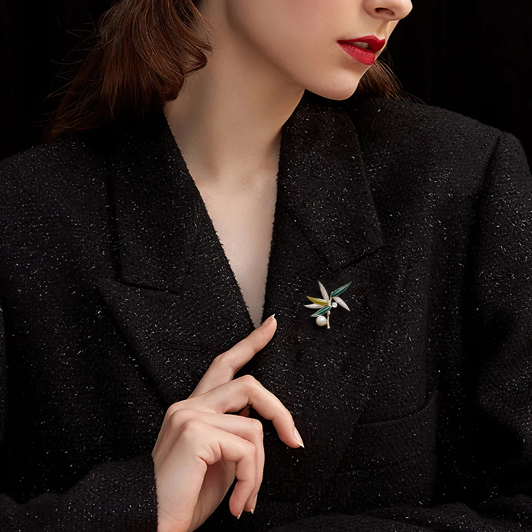 合金胸针 平安竹胸针女款胸花2025新款别针配饰中秋节礼物送长辈