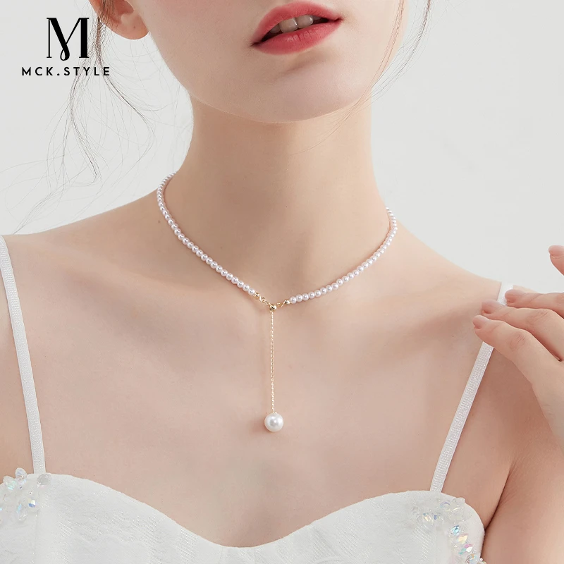 mck 合金仿珍珠项链 仿珍珠项链女高级感小众颈链2025新款毛衣链