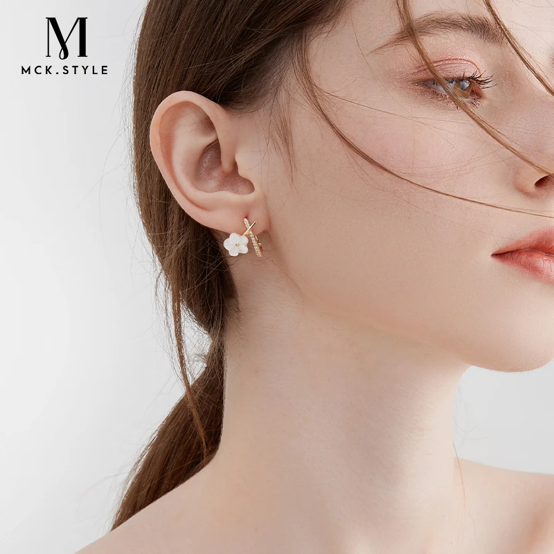 mck 合金合成锆石耳饰 2024年新款花朵耳环女高级感耳饰小花耳钉