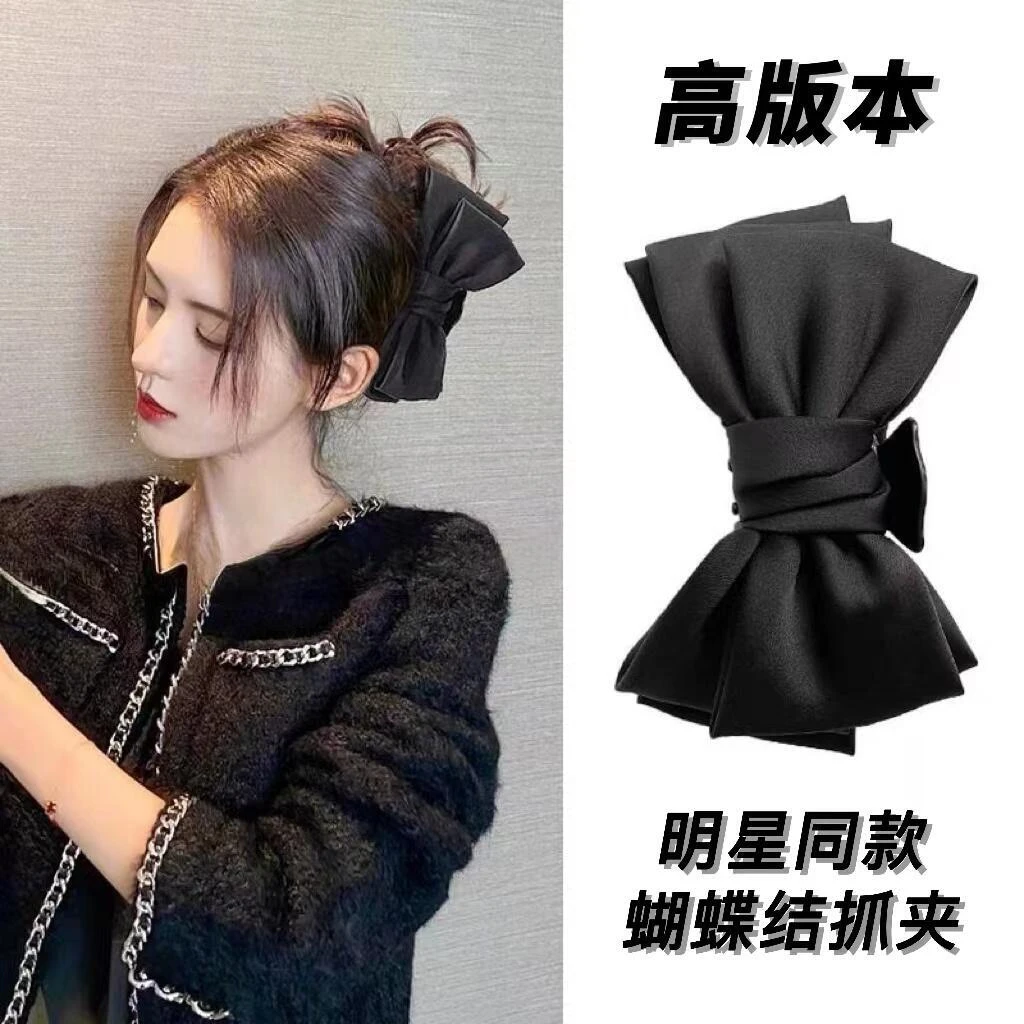 mck法式蝴蝶结抓夹发饰双面公主头发夹女后脑勺大号鲨鱼头饰发卡