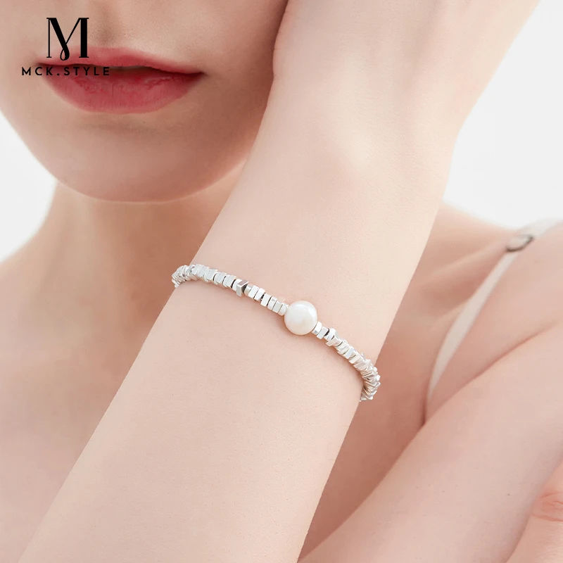 mck碎银几两珍珠手链女生轻奢小众精致高级感碎银子时尚手饰女ins