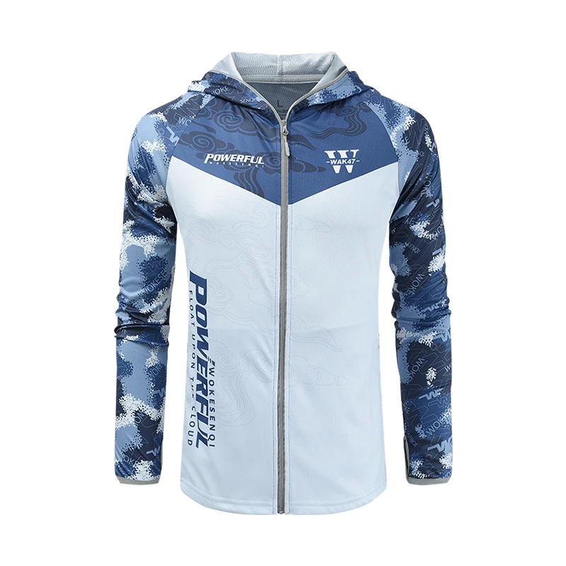 【集云】夏季男款钓鱼防晒服户外透气速干排汗冰感连帽垂钓服