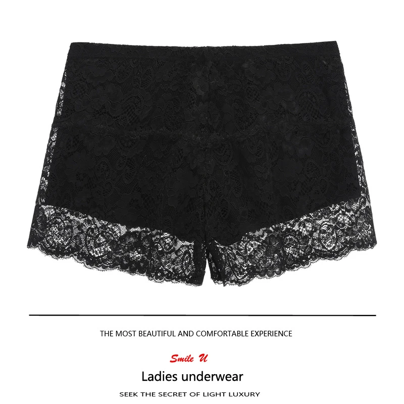 韩版性感安全裤女生打底短裤防走光三分女士裤黑色蕾丝薄款外穿