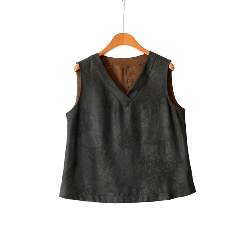 【澜亭絮絮】香云纱提花双穿背心3092清仓