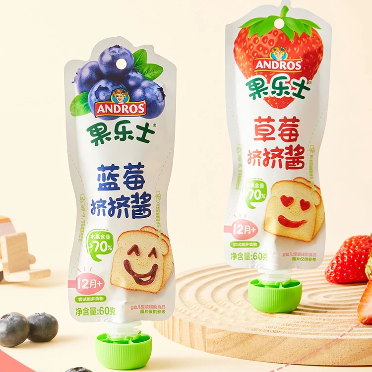 果乐士挤挤酱草莓果泥婴幼儿辅食零食宝宝拌米粉米糊果酱12月+