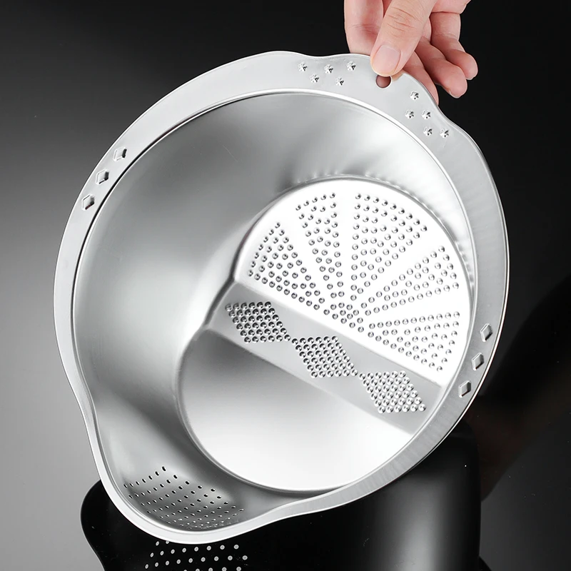 316不锈钢过滤漏盆沥水篮家用厨房必备食品级洗菜果蔬淘米神器
