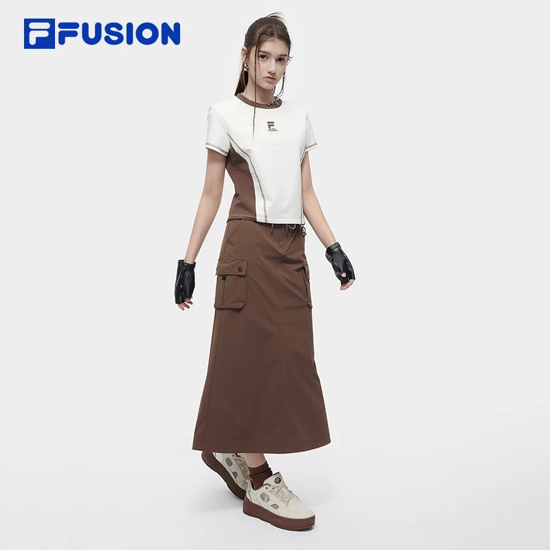 FILA【潮流辣妹】斐乐T恤女装短袖新款潮流百搭修身显瘦T11W421101F