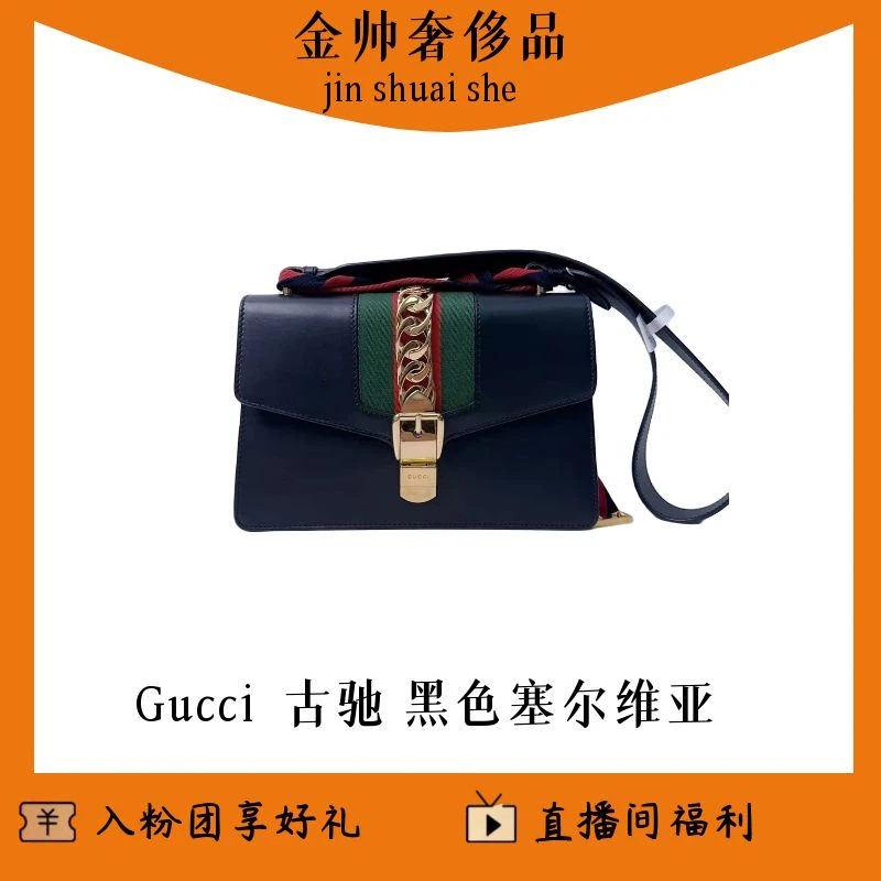 99新 GUCCI/古驰 GUCCI/古驰/黑色/塞尔维亚/中号/单肩包/B2036