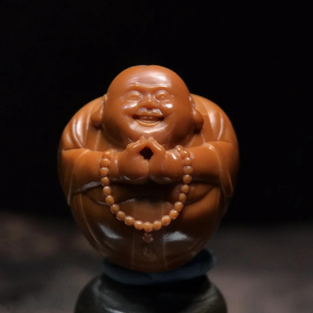 【竹子核雕】【双手合十弥勒】2.1×2.4南工舟山橄榄核核雕JY411145