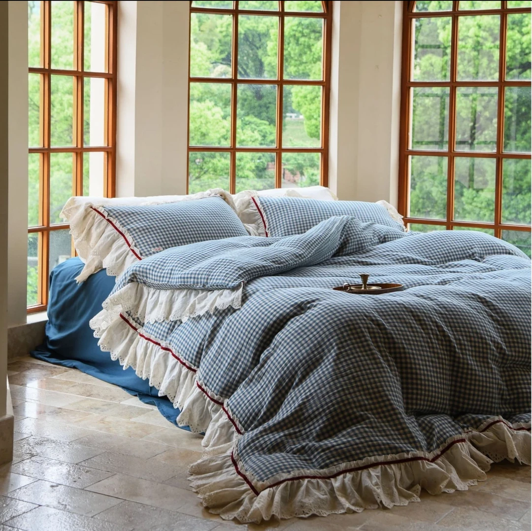 （南法庄园）全棉双层纱皱纱四件套 法式田园风