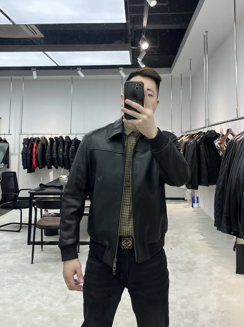 秋冬新款真皮皮衣男士短款翻领机车夹克外套