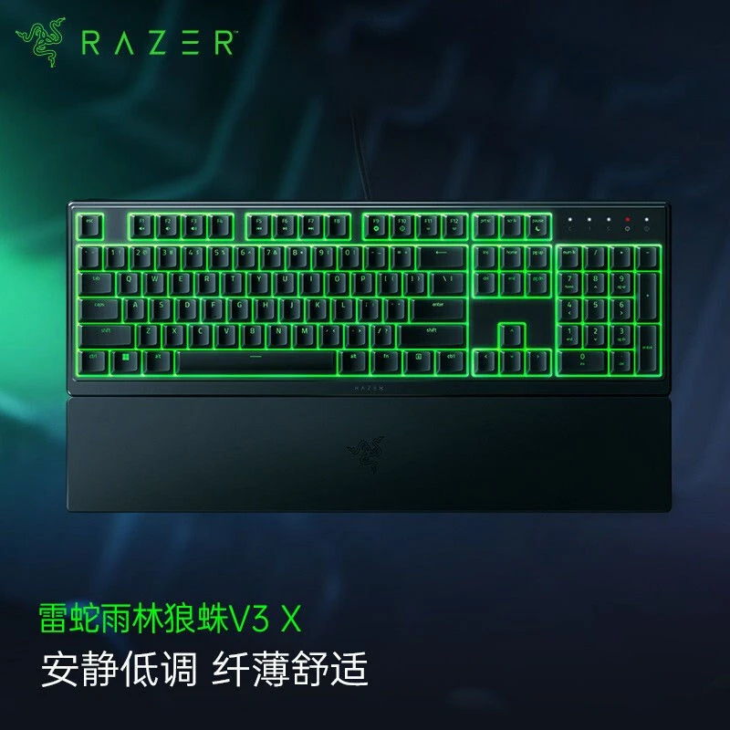 99新 Razer/雷蛇 破价Razer雷蛇雨林狼蛛V3 X幻彩RGB有线薄膜键盘