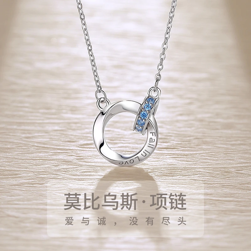 坠链均足银合成锆石 银项链999纯银正品锁骨链2025年新款轻奢饰品