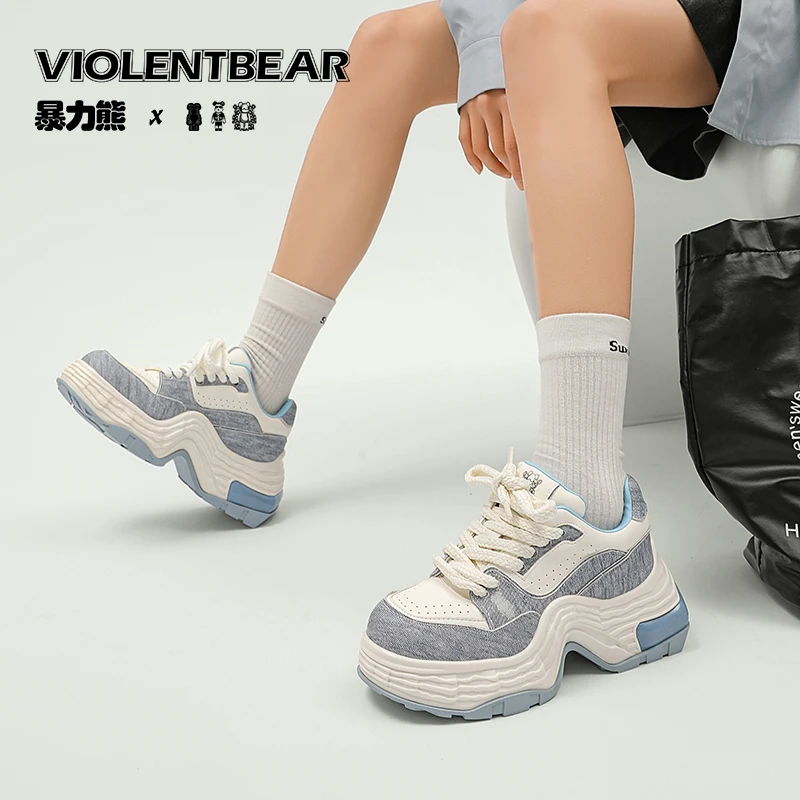 Violentbear/暴力熊时尚百搭复古厚底拼色真皮老爹鞋 8036-1