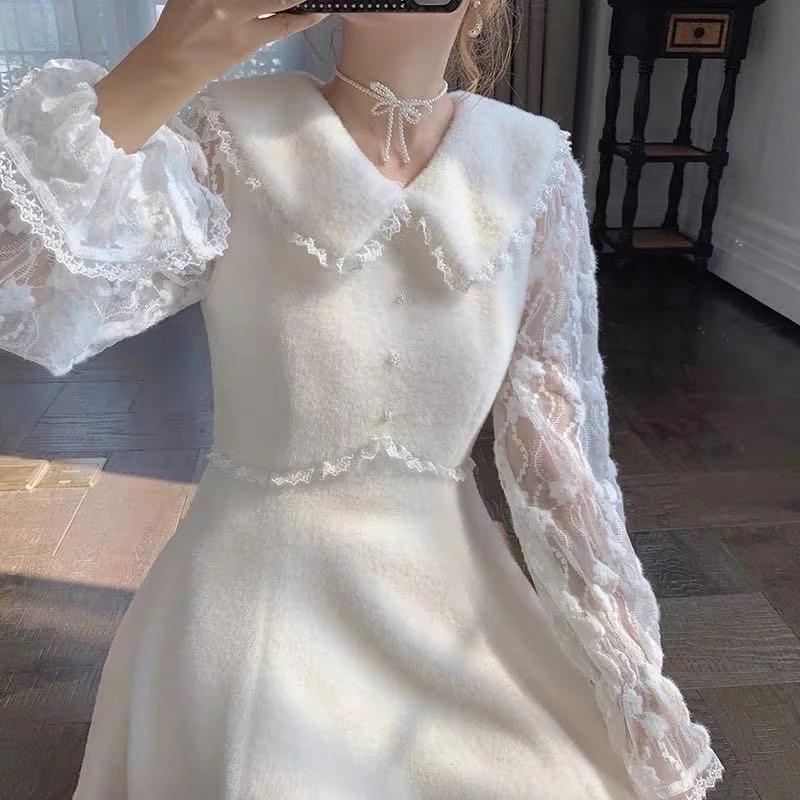公主家 936修身百搭连衣裙娃娃领甜美冬装修身短裙56