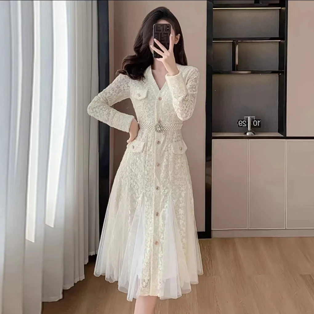 （里P）公主家919新款春秋高级感法式连衣裙气质名媛女神范蕾丝裙子