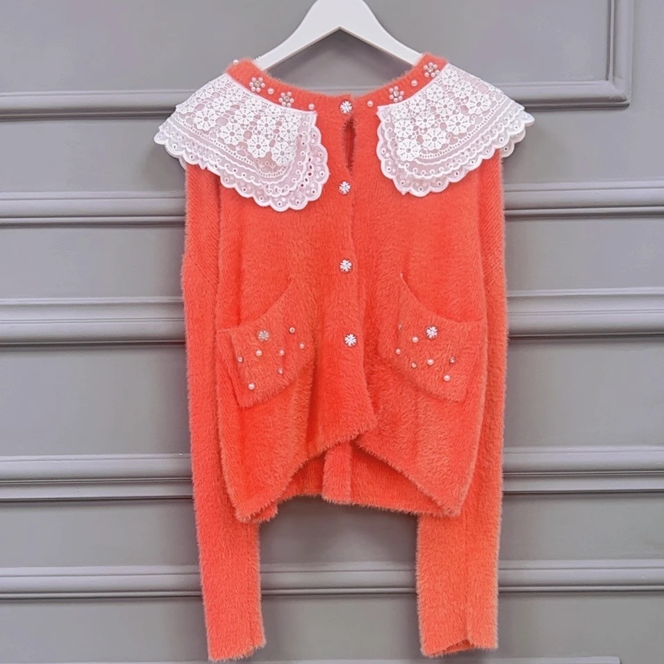 公主家239秋冬时尚外穿圆领打底衫上衣重工长袖针织衫套头毛衣