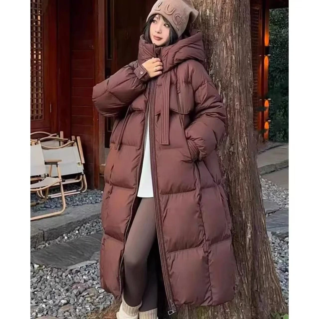 2024冬季加厚棉服女长款过膝韩版宽松面包服UU