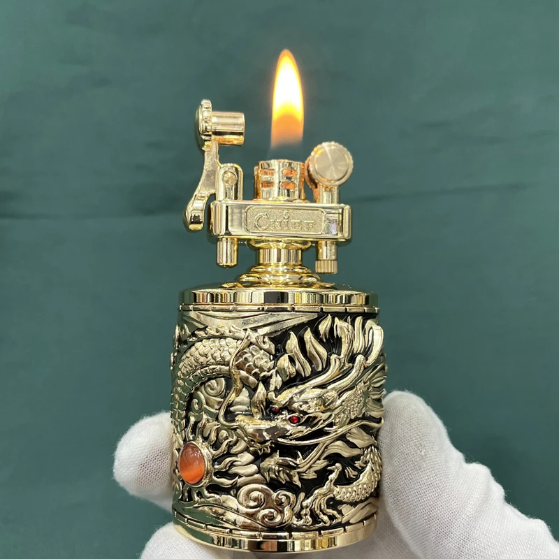 复古煤油打火机浮雕创意个性高颜值老式砂轮怀旧台式经典收藏时尚