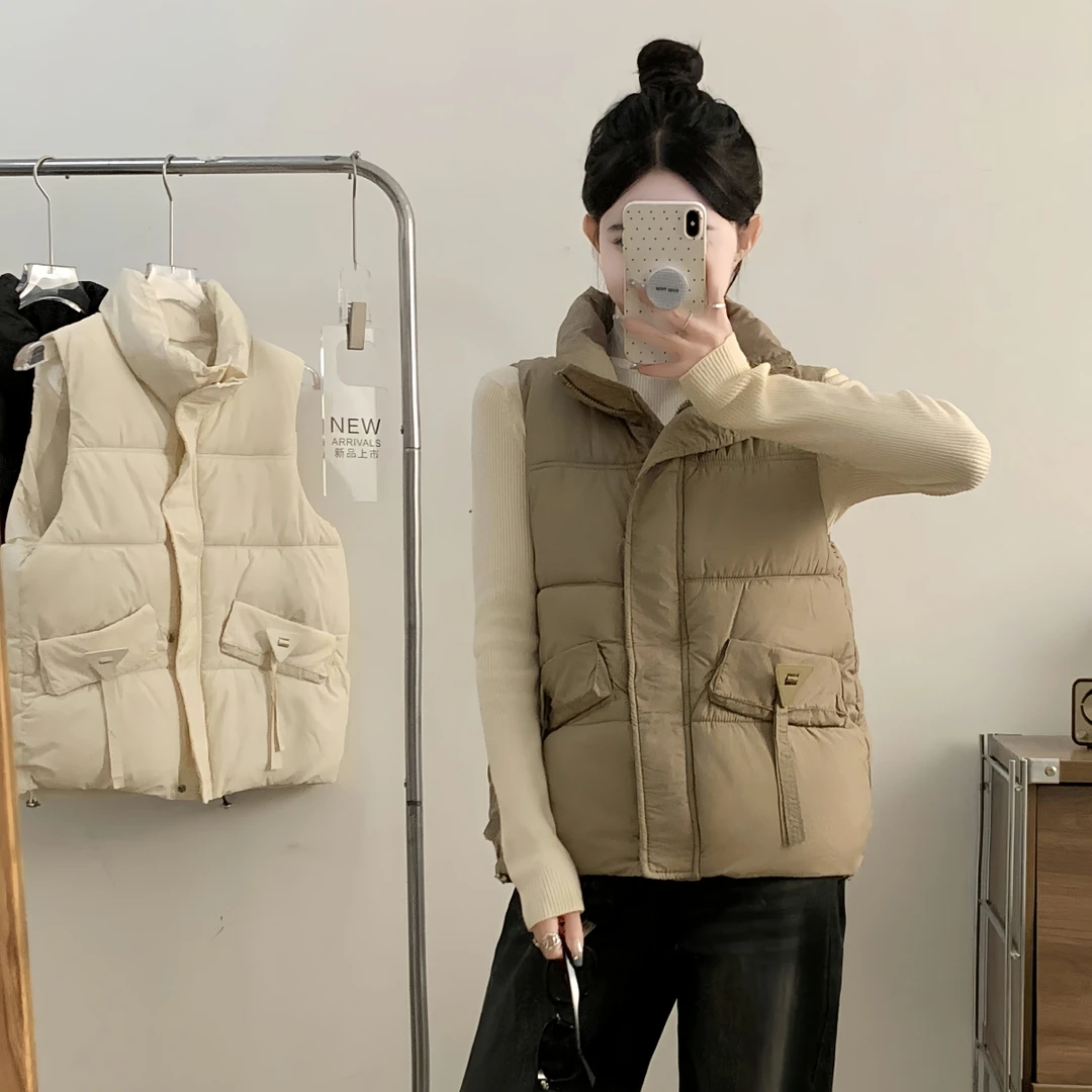 8811胖mm棉服马甲女秋冬新款洋气背心马夹外套宽松百搭外穿棉坎肩