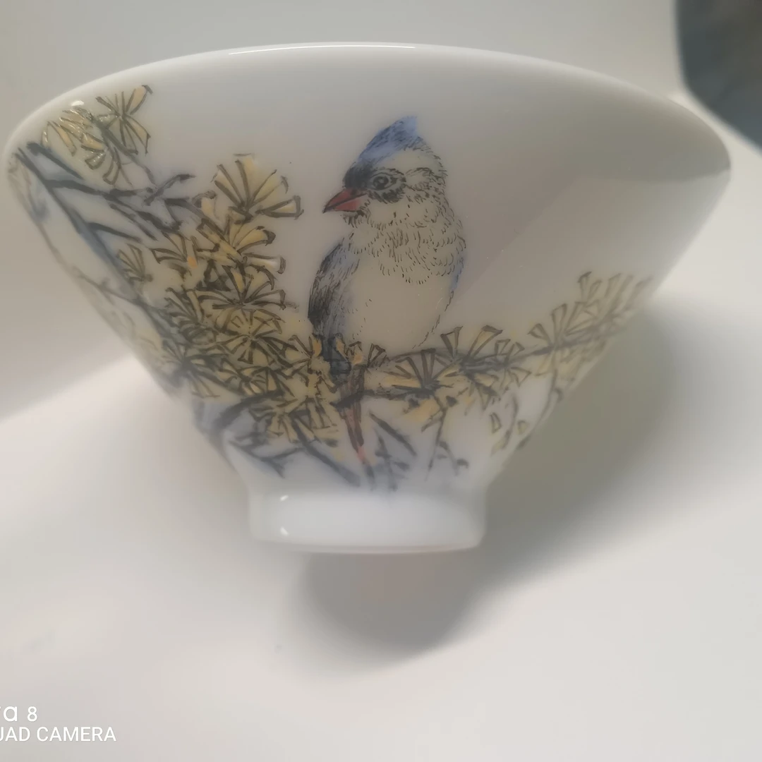 手工茶杯陶瓷主人杯手绘品茗杯白瓷龙纹斗笠杯创意