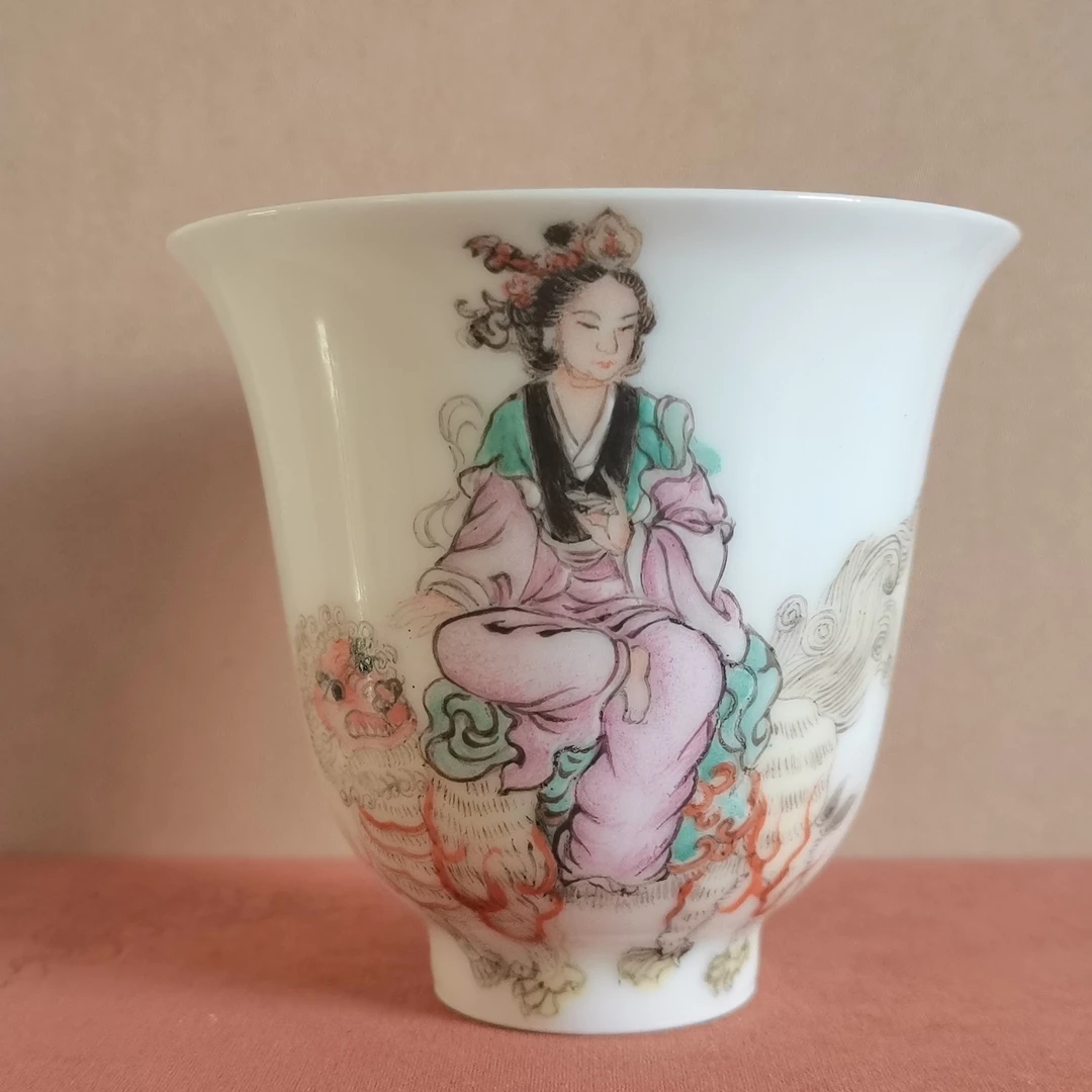 手工茶杯陶瓷主人杯手绘品茗杯白瓷全手工纯手工精美家用马蹄杯