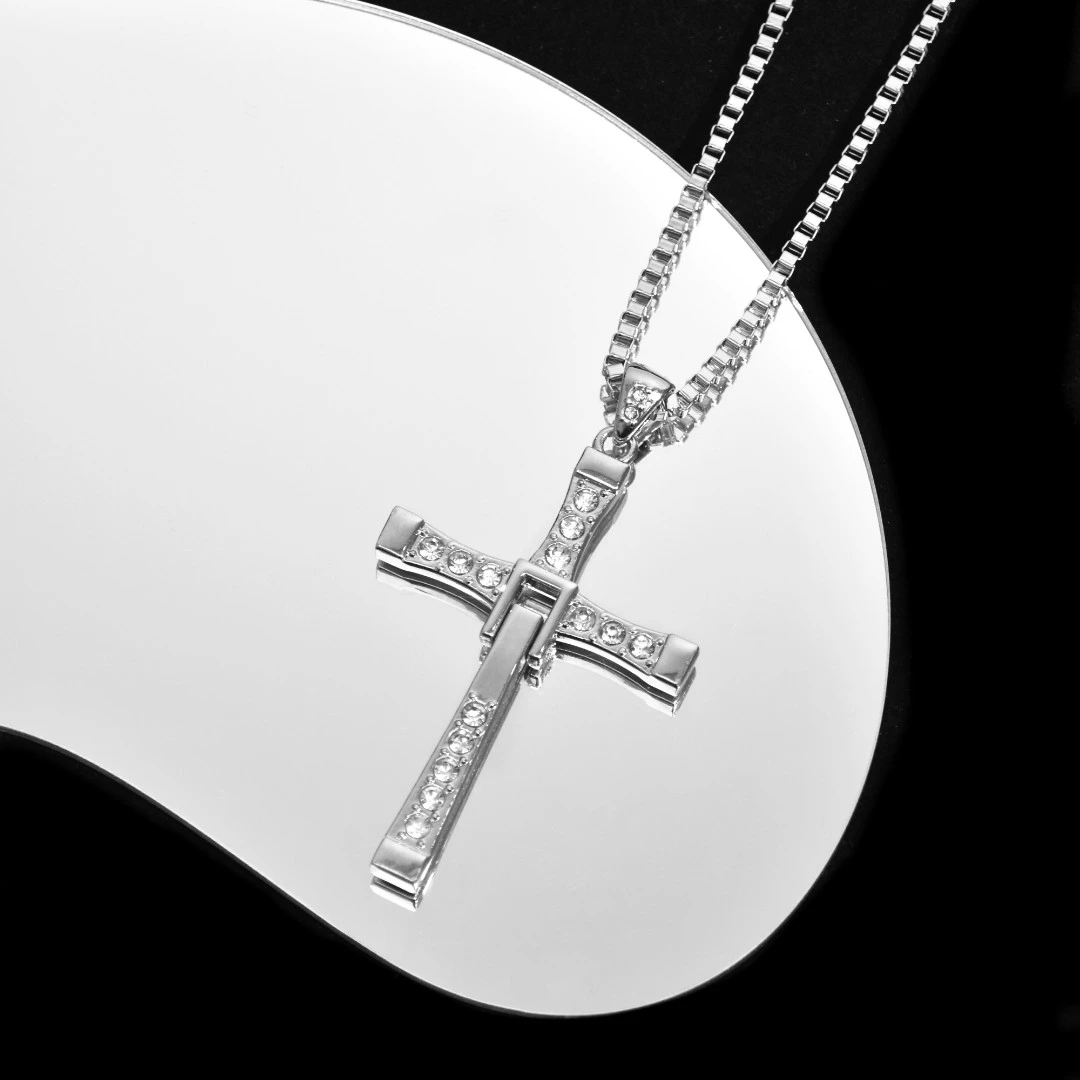 钛钢项链 个性潮酷速度与激情十字架男士吊坠项链TB 2136