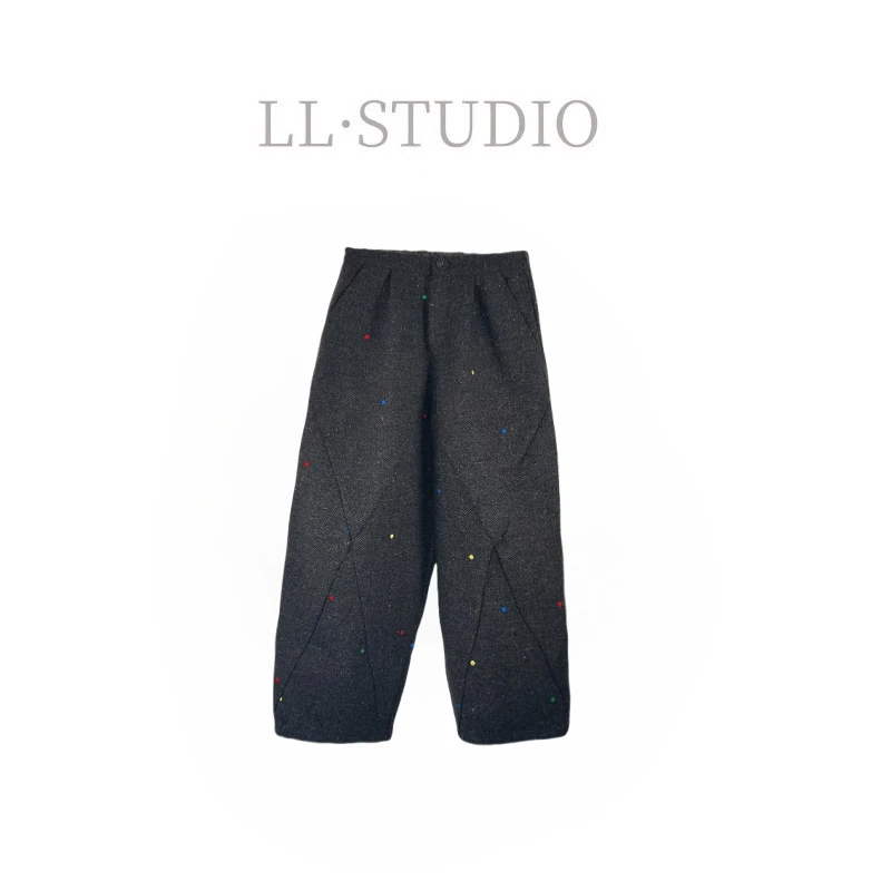 妙兮·LL冬季新款时尚百搭设计感高腰显瘦宽松阔腿裤*20242372