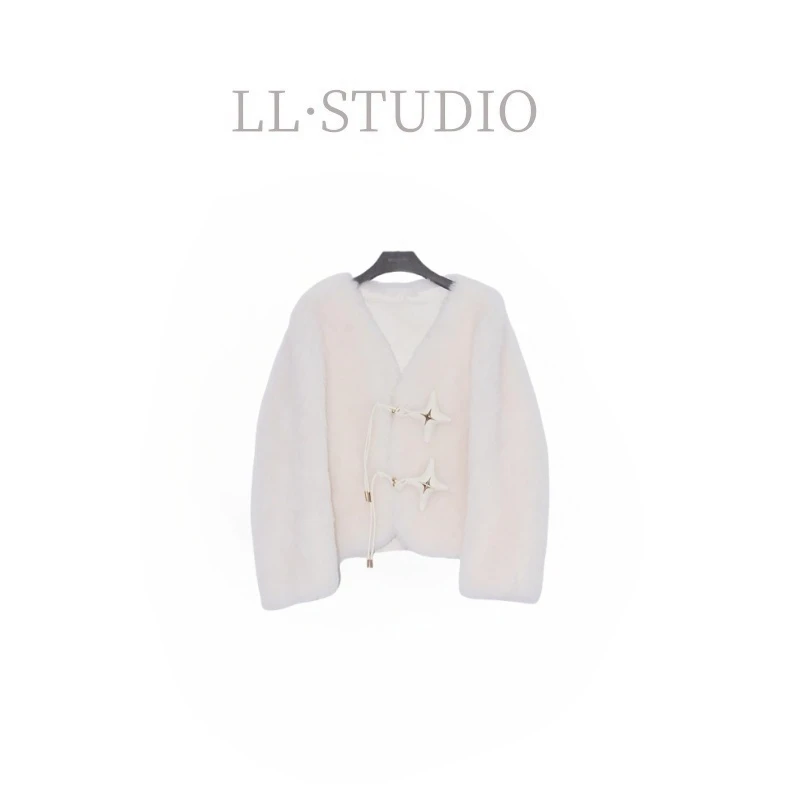 妙兮·LL秋冬新款奢华高档设计款女装百分百羊毛保暖外套*20241662