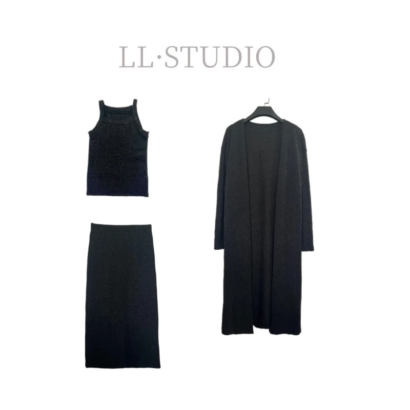 妙兮·LL 秋季新款轻奢高级感女装大衣+半裙三件套*20241487