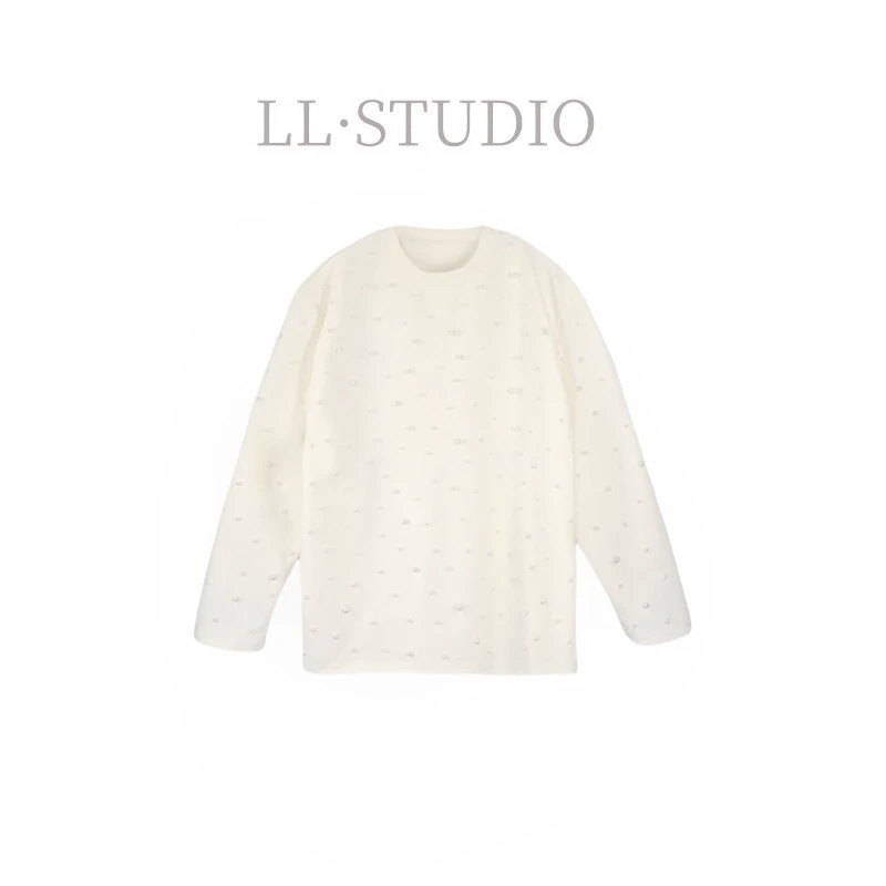 妙兮·LL冬季新款圆领套头钉珠气质上衣*20242380