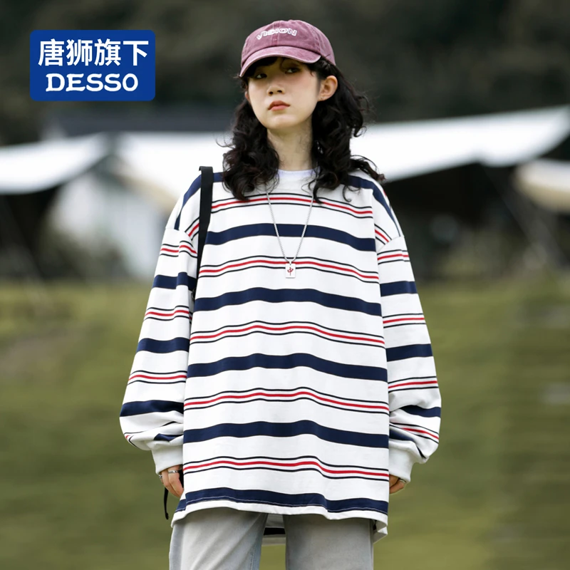 唐獅集团DESSO 时尚休闲百搭春秋季潮流宽松长袖宽松圆领套头卫衣