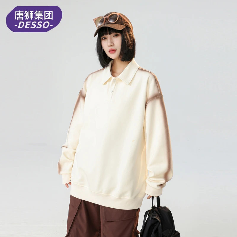 唐獅旗下DESSO 春秋百搭打底长袖男休闲户外宽松翻领秋季polo卫衣