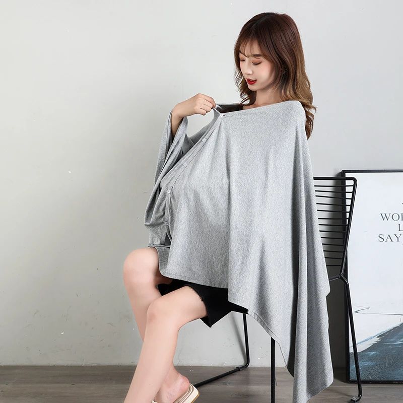 纯棉产后外出哺乳巾时尚喂奶巾哺乳衣防走光遮羞布披肩中长款大码