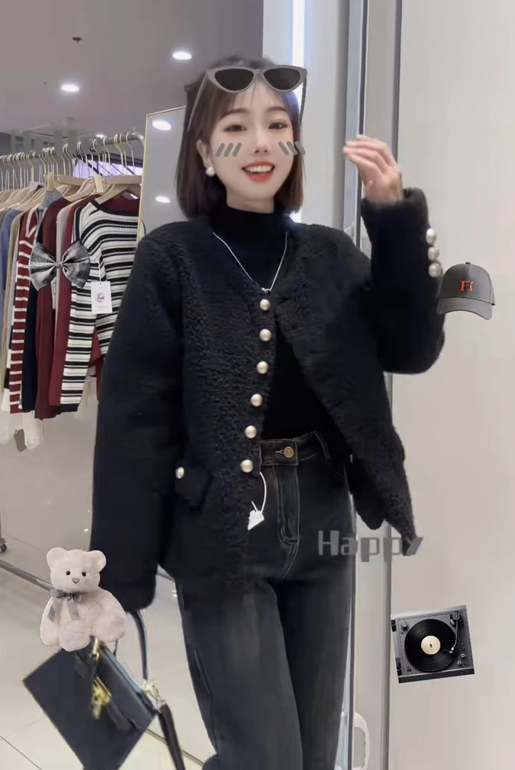 8863时尚百搭排扣休闲短外套（衣长55厘米左右）