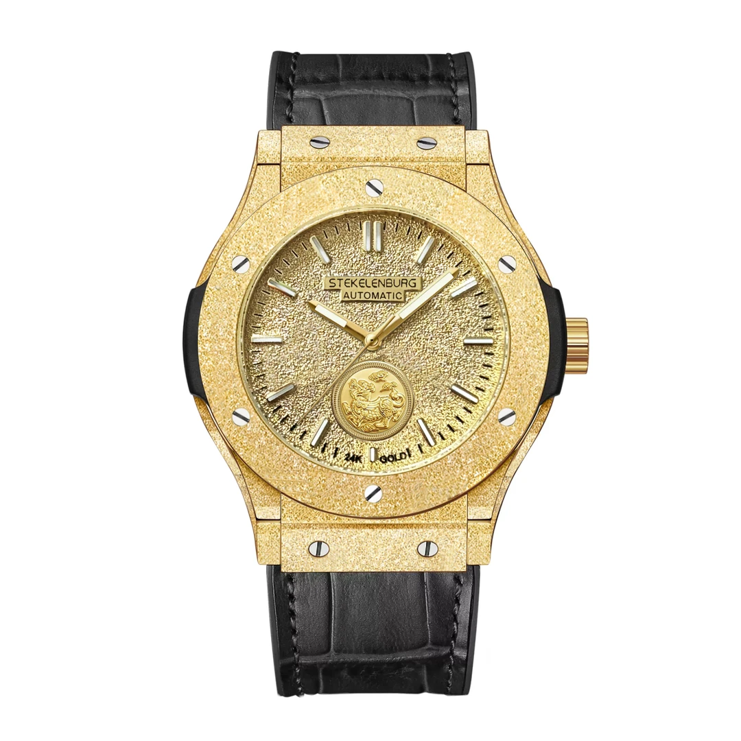 【澳门专柜】斯特克伦堡/ST【金麒麟】浮雕镶嵌 蝴蝶扣 全自动机械表L