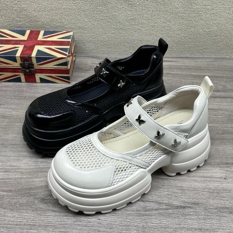 皮之宝【新疆包邮】A25时尚百搭夏季厚底女士网面低帮单鞋53234809