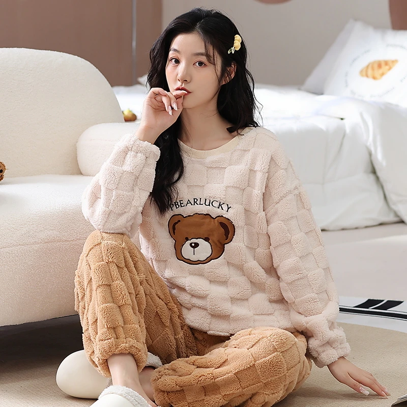 【10款可选】睡衣女冬季2024新款加绒加厚保暖珊瑚绒大码家居服套装