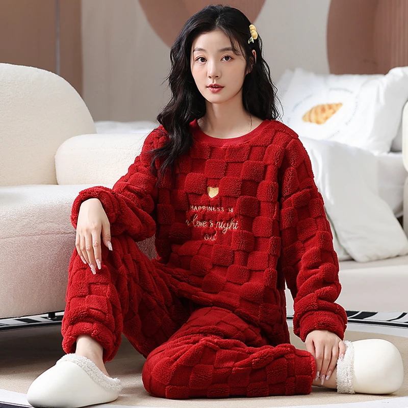 【10款可选】睡衣女冬季加绒加厚保暖2024新款珊瑚绒大码家居服套装